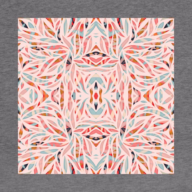 Boho Tile Abstraction / Coral and Blue by matise